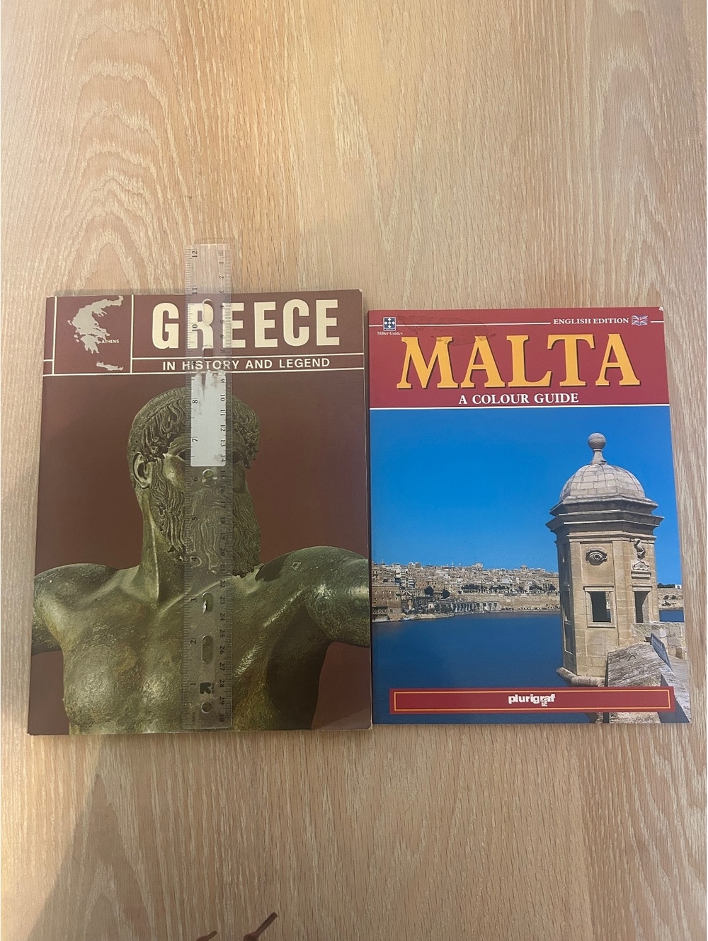 Vintage Greece in History & Legend + Malta Colour Guide Travel Books Lot of 2